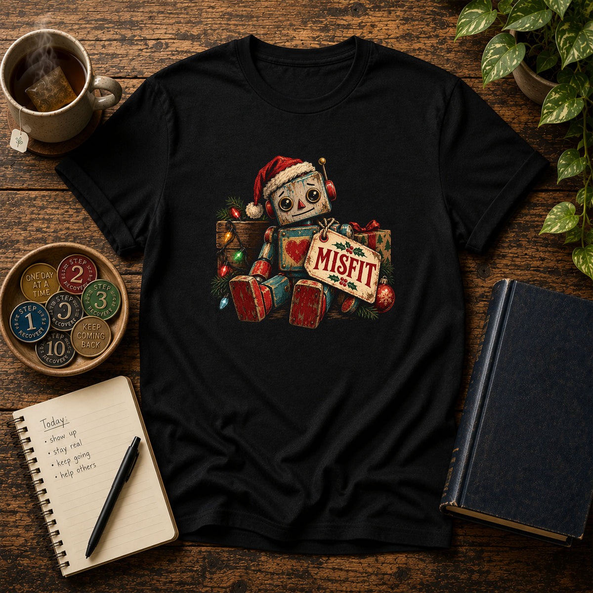 Misfit Robot Christmas 12-Step T-Shirt