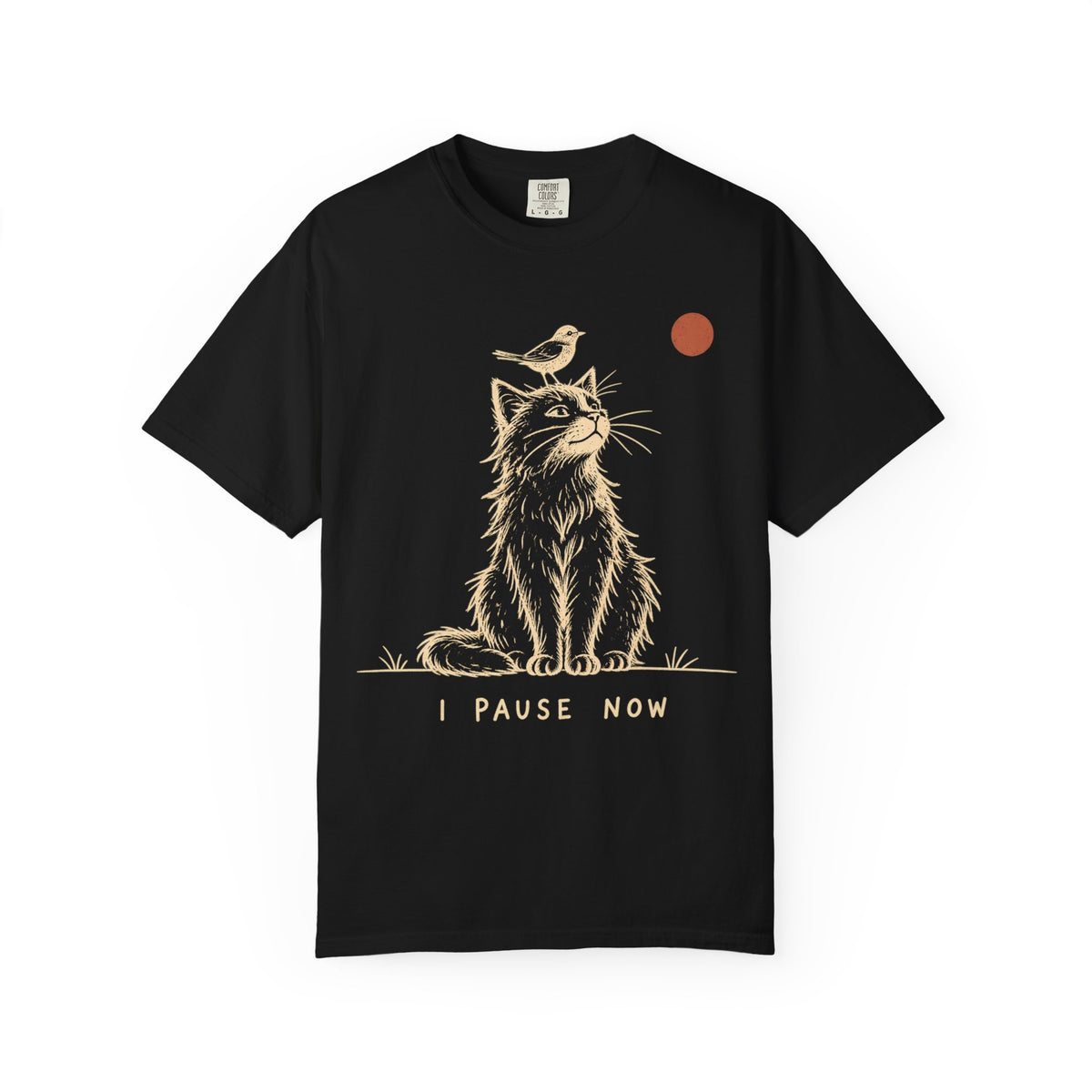 I Pause Now Cat & Bird Meditation T-Shirt