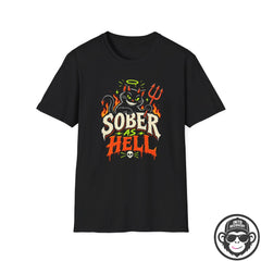 Sober As Hell Recovery T-Shirt - Black Cat Into Recovery