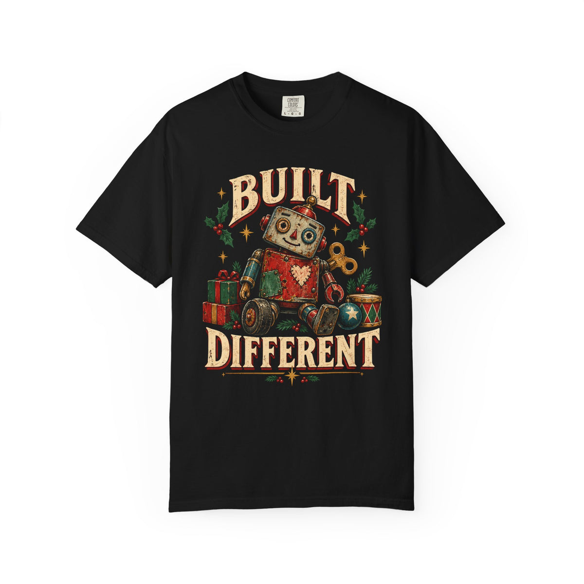 Built Different Vintage Robot Holiday T-Shirt