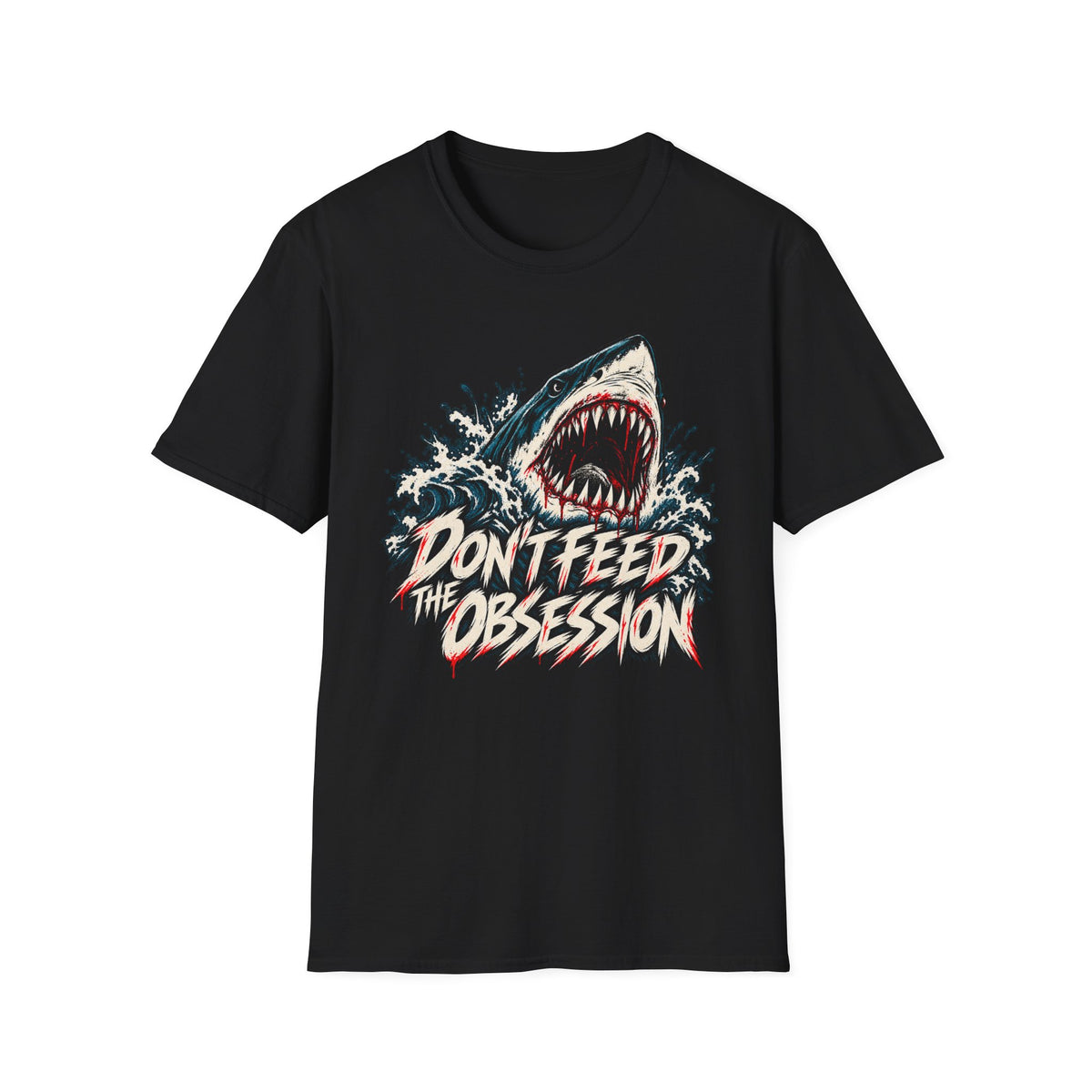 Don't Feed the Obsession Retro Surf Shark T-Shirt