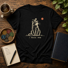 I Pause Now Cat & Bird Meditation T-Shirt