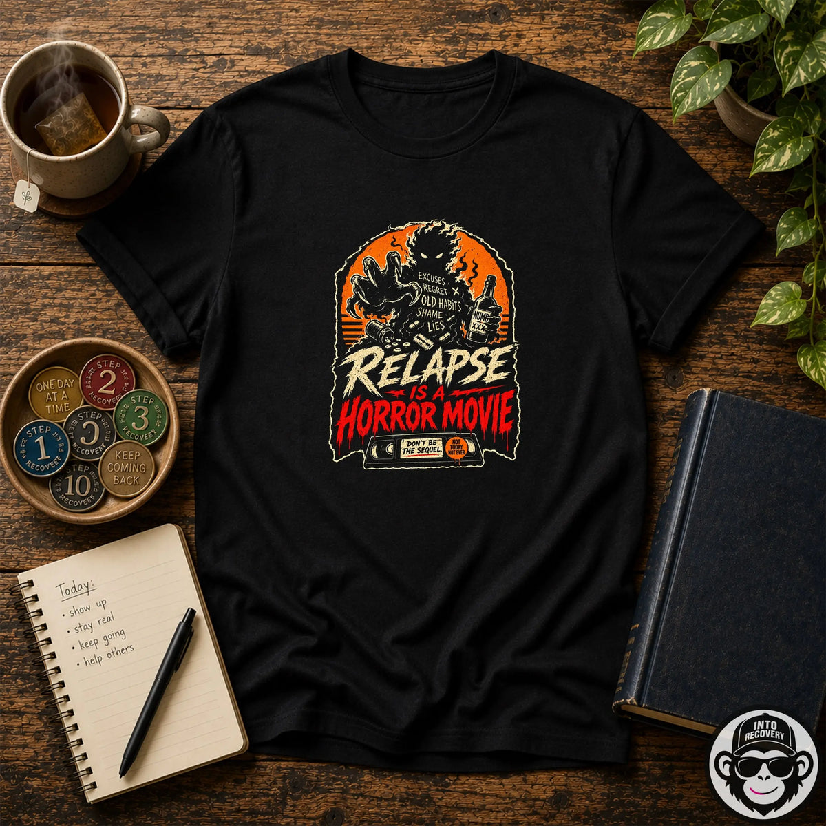 Relapse Is A Horror Movie Sobriety T-Shirt Into Recovery