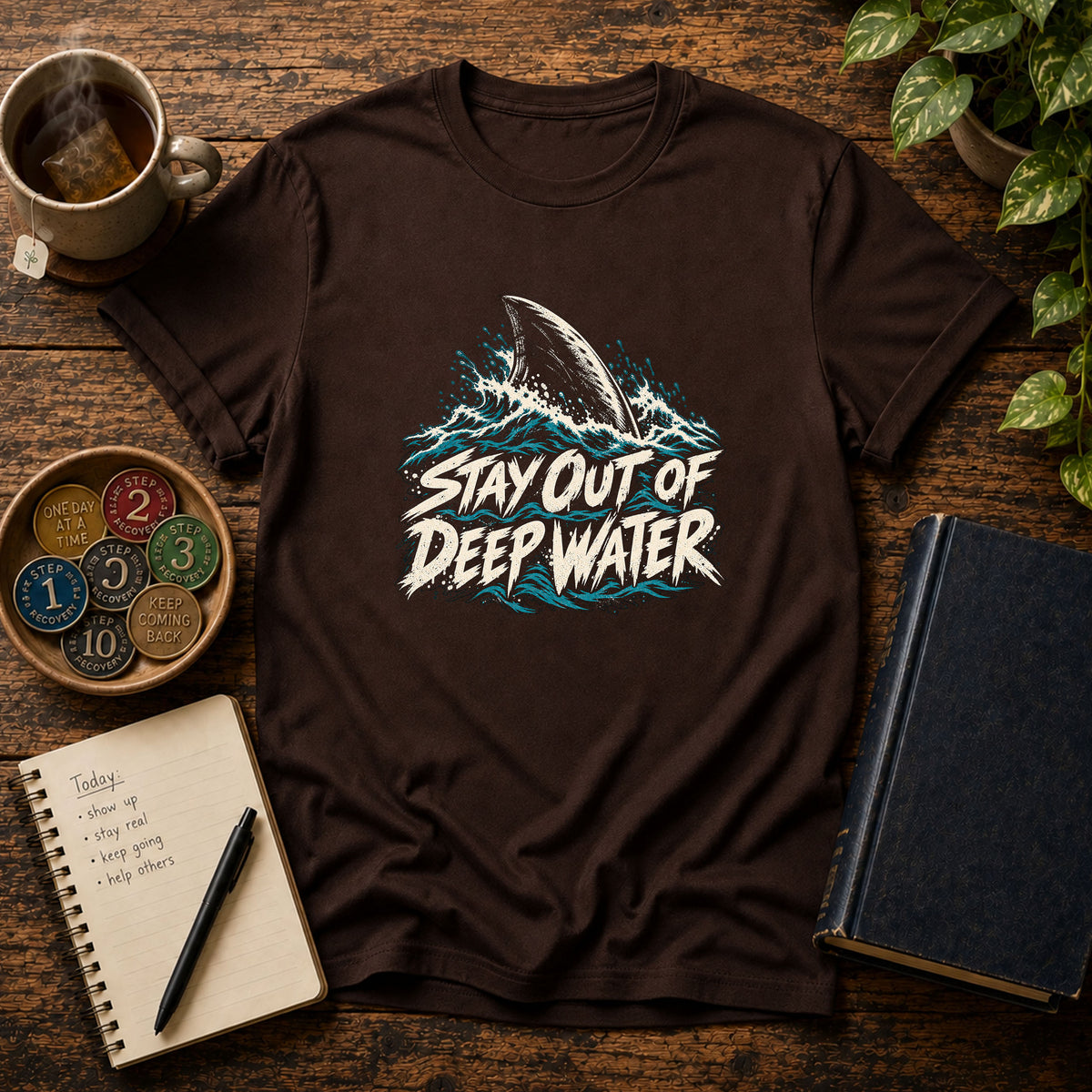 Stay Out of Deep Water Shark Metaphor T-Shirt