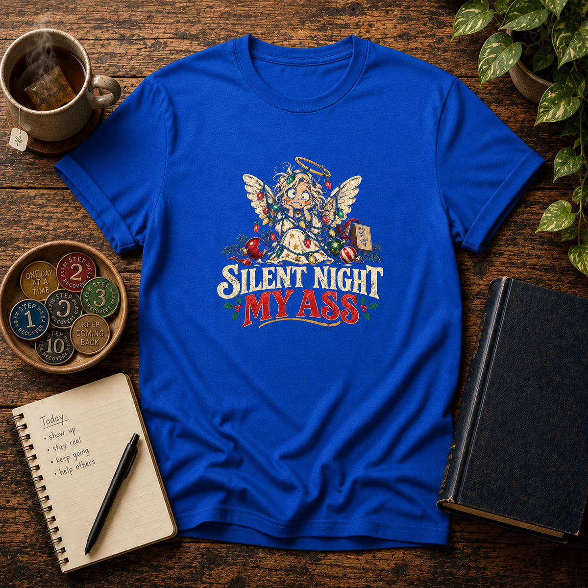 Silent Night My Ass Holiday Angel Christmas T-Shirt