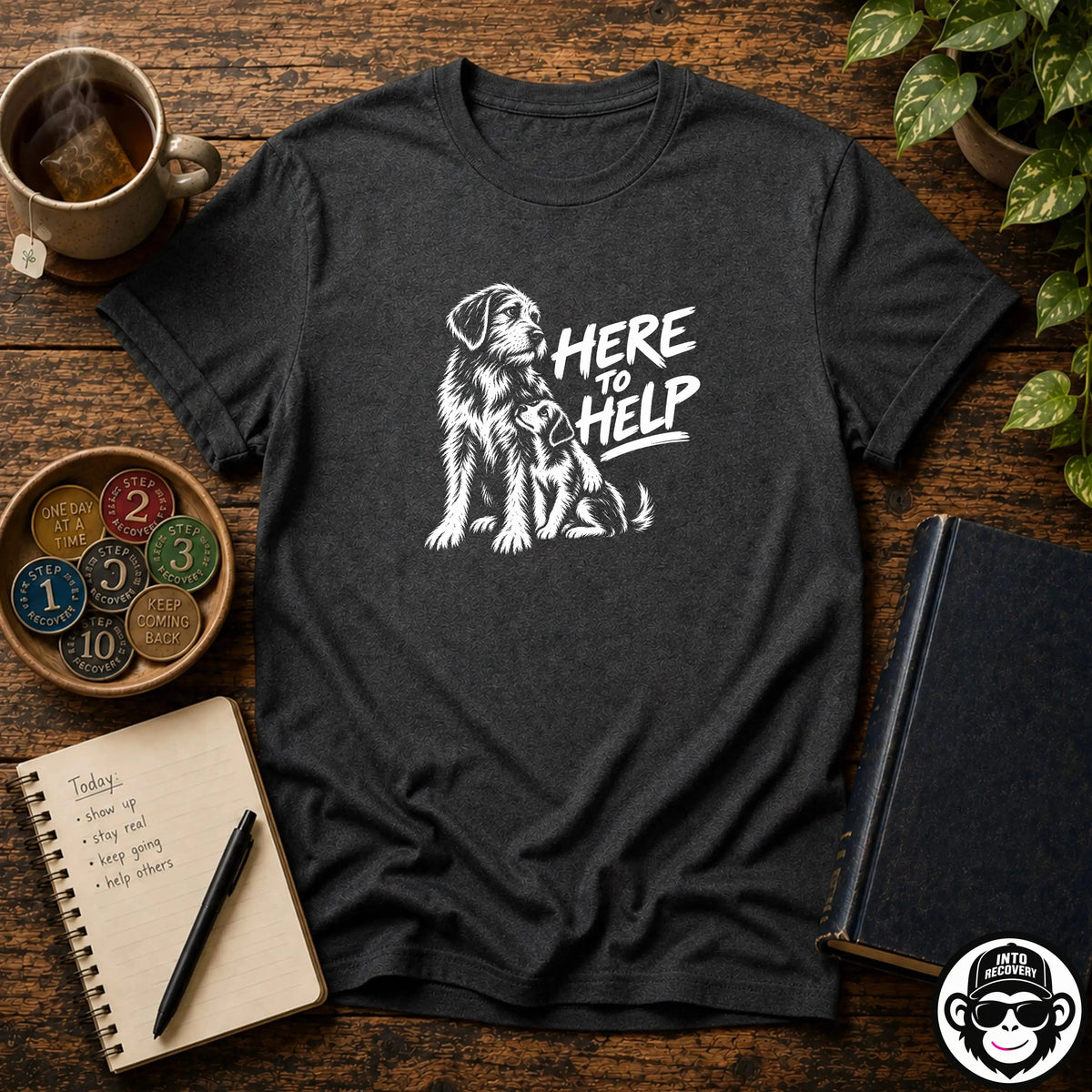 Here To Help- Comfort ColorsÂ® T-Shirt Into Recovery