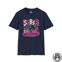 Sober and Ungovernable Cat Punk Recovery T‑Shirt Printify