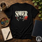 Sober AF With Catitude Recovery T-Shirt Into Recovery