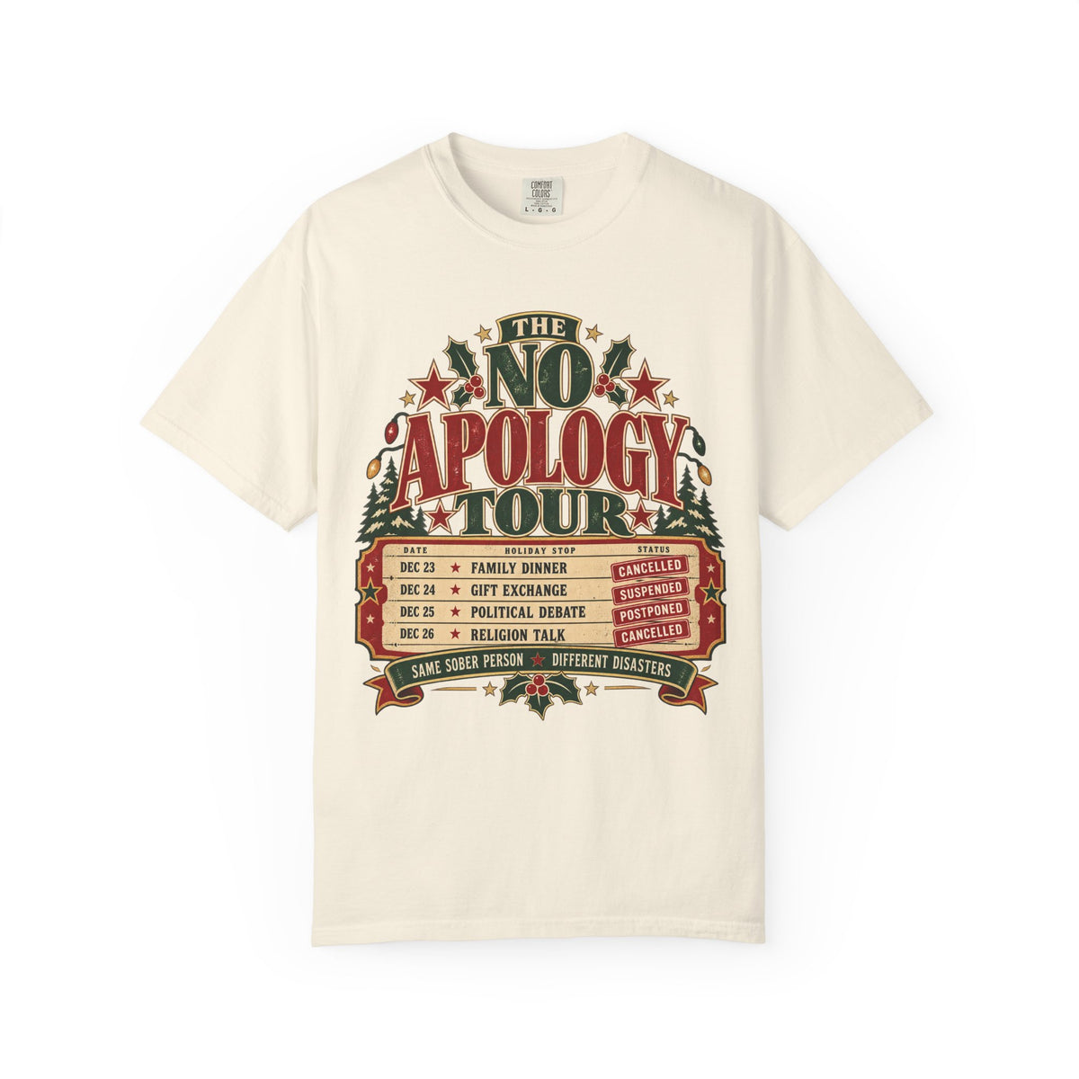 No Apology Tour Recovery Holiday T-Shirt