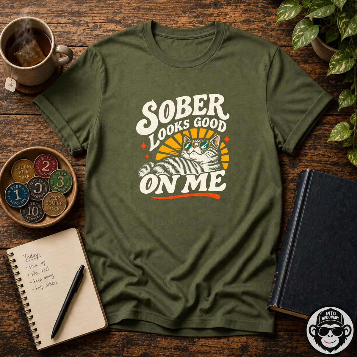 Sober Looks Good On Me - Premium Cotton T-Shirt Into Recovery