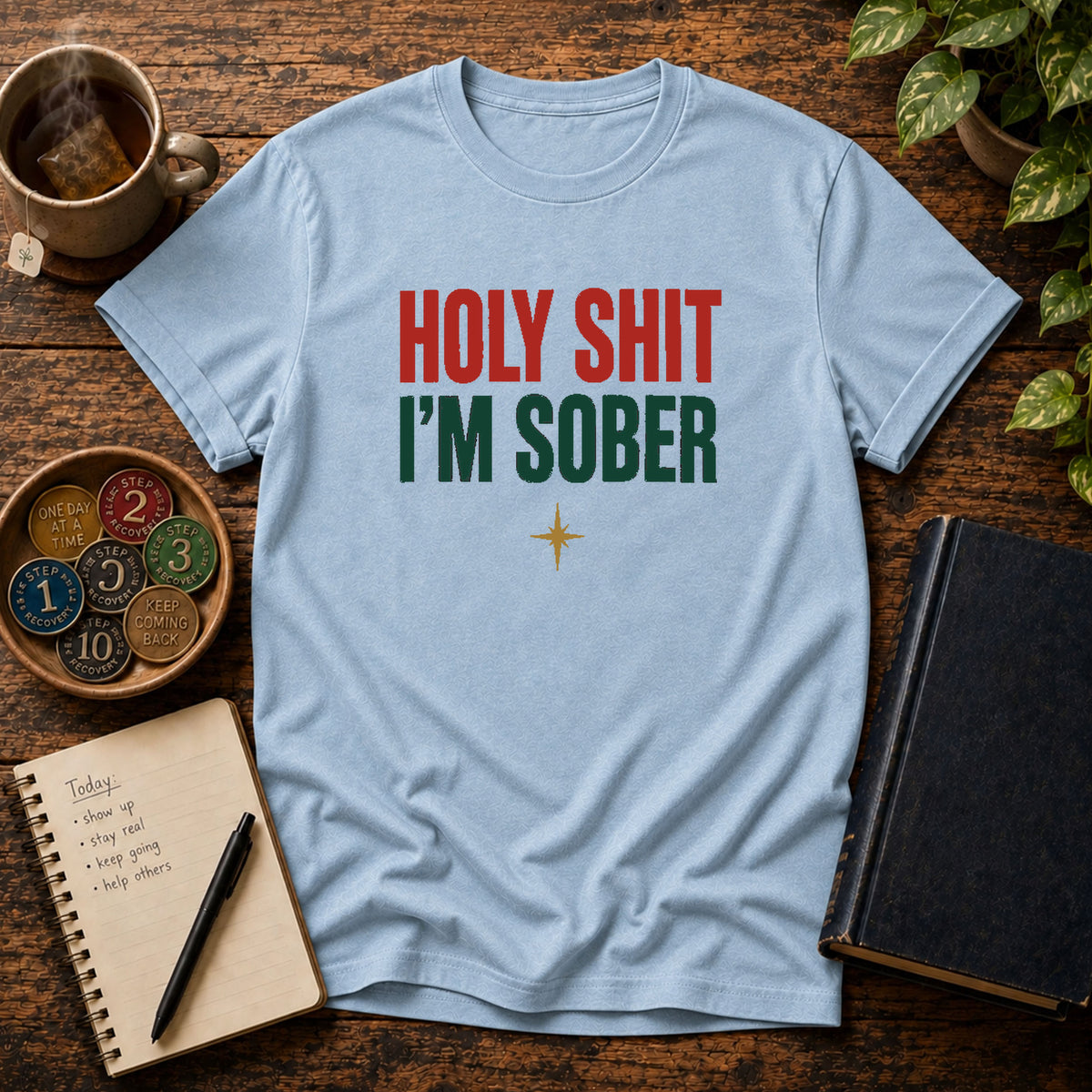Holy Sh*t I'm Sober 12-Step Recovery T-Shirt