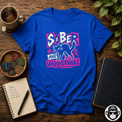 Sober and Ungovernable Cat Punk Recovery T‑Shirt Printify