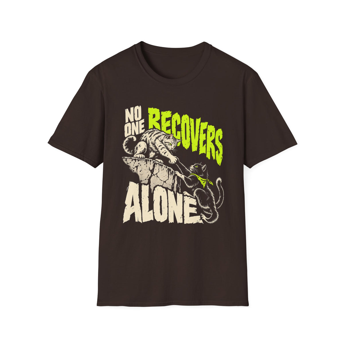 No One Recovers Alone (Cats) Recovery Support T-Shirt