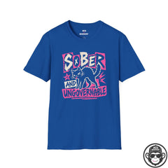 Sober and Ungovernable Cat Punk Recovery T‑Shirt Printify