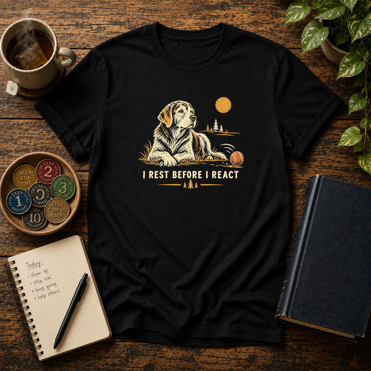 I Rest Before I React Dog Meditation T-Shirt