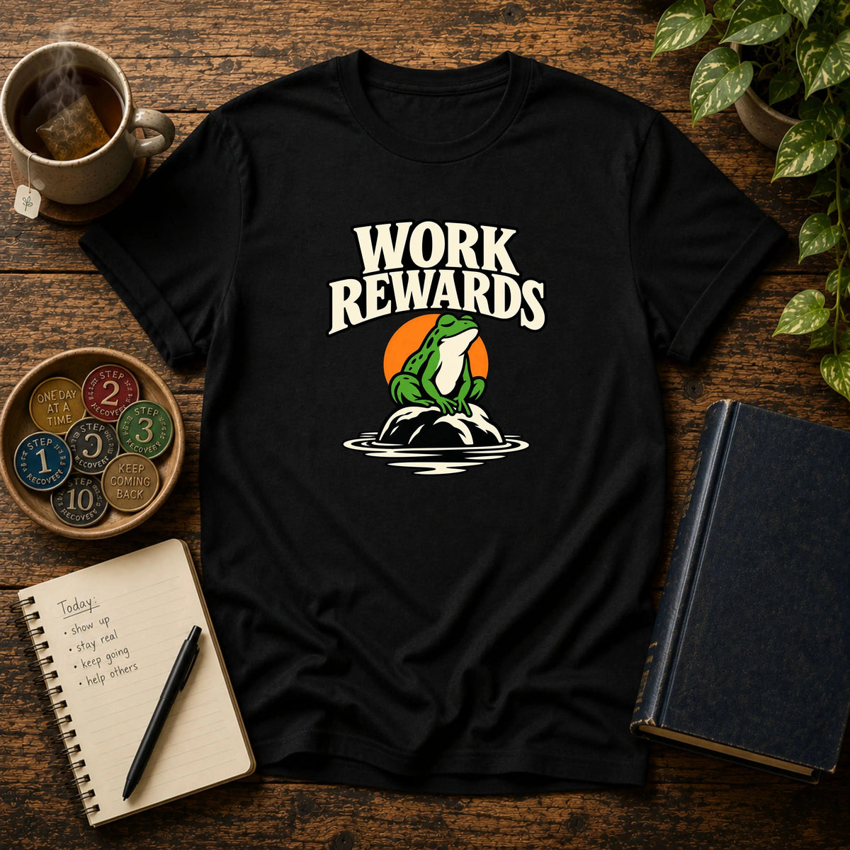 Work Rewards w/ Frog Graphic T-Shirt Into Recovery