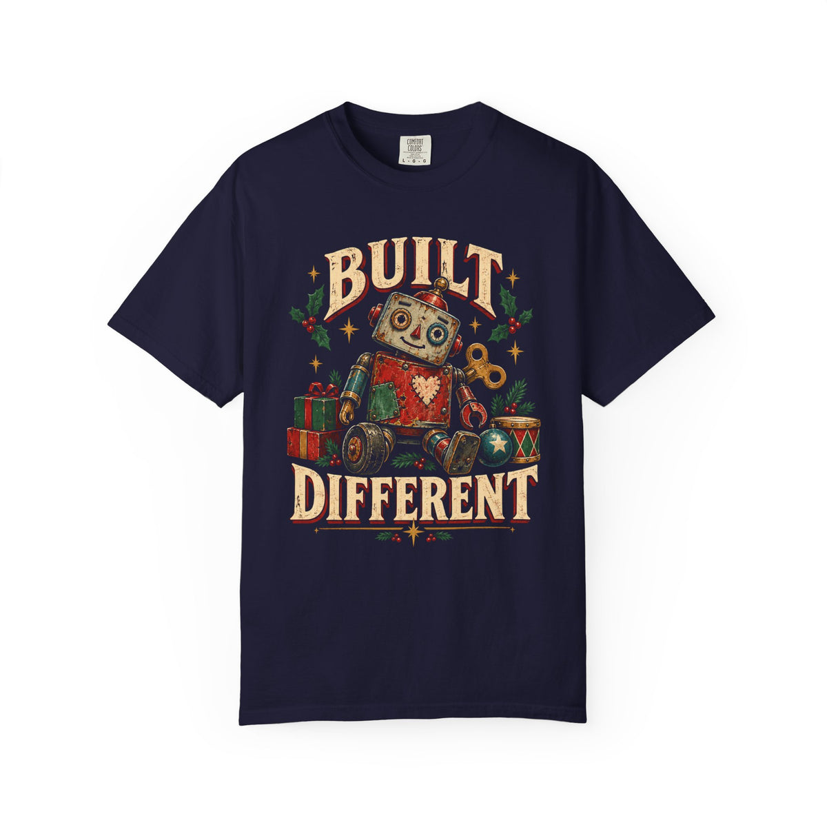 Built Different Vintage Robot Holiday T-Shirt