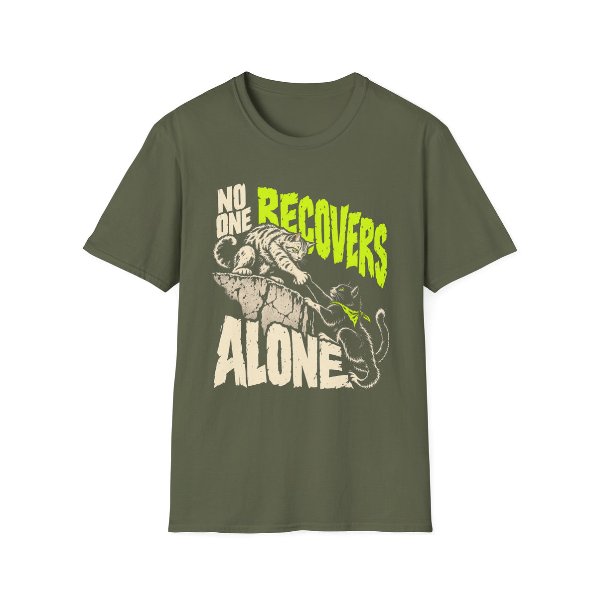 No One Recovers Alone (Cats) Recovery Support T-Shirt