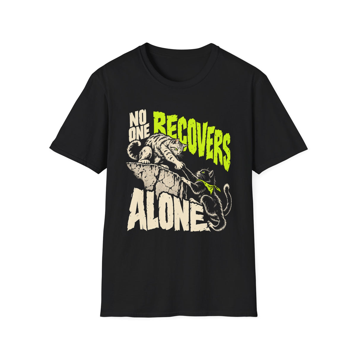 No One Recovers Alone (Cats) Recovery Support T-Shirt