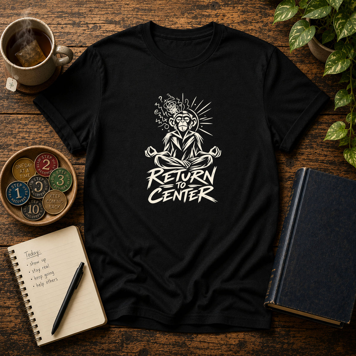 Return to Center Zen Monkey Meditation T-Shirt