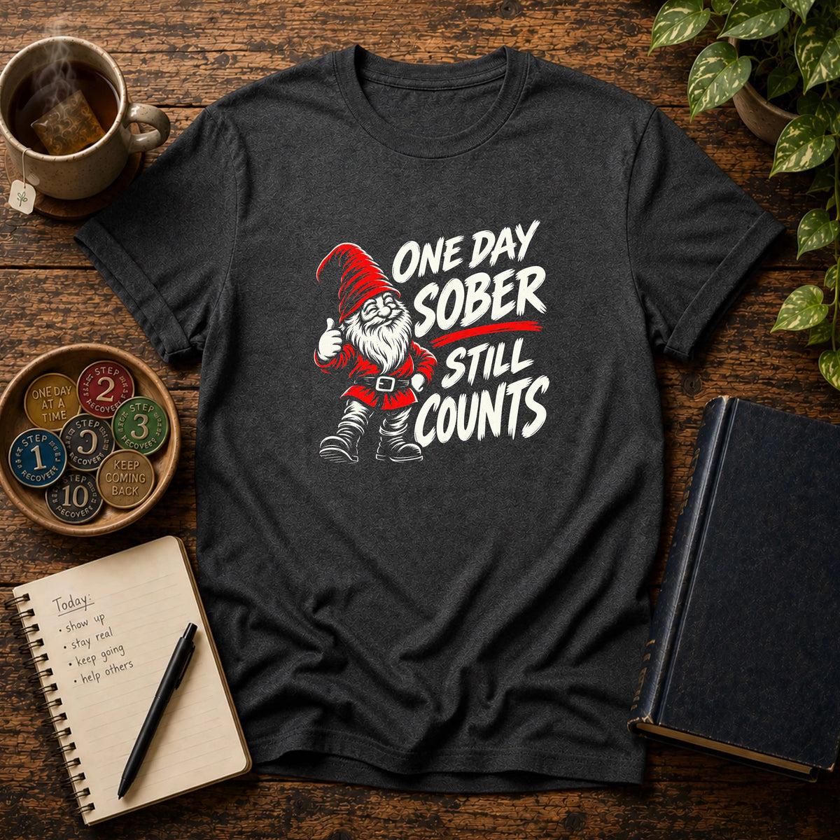 One Day Sober Still Counts - Premium Cotton T-Shirt Into Recovery
