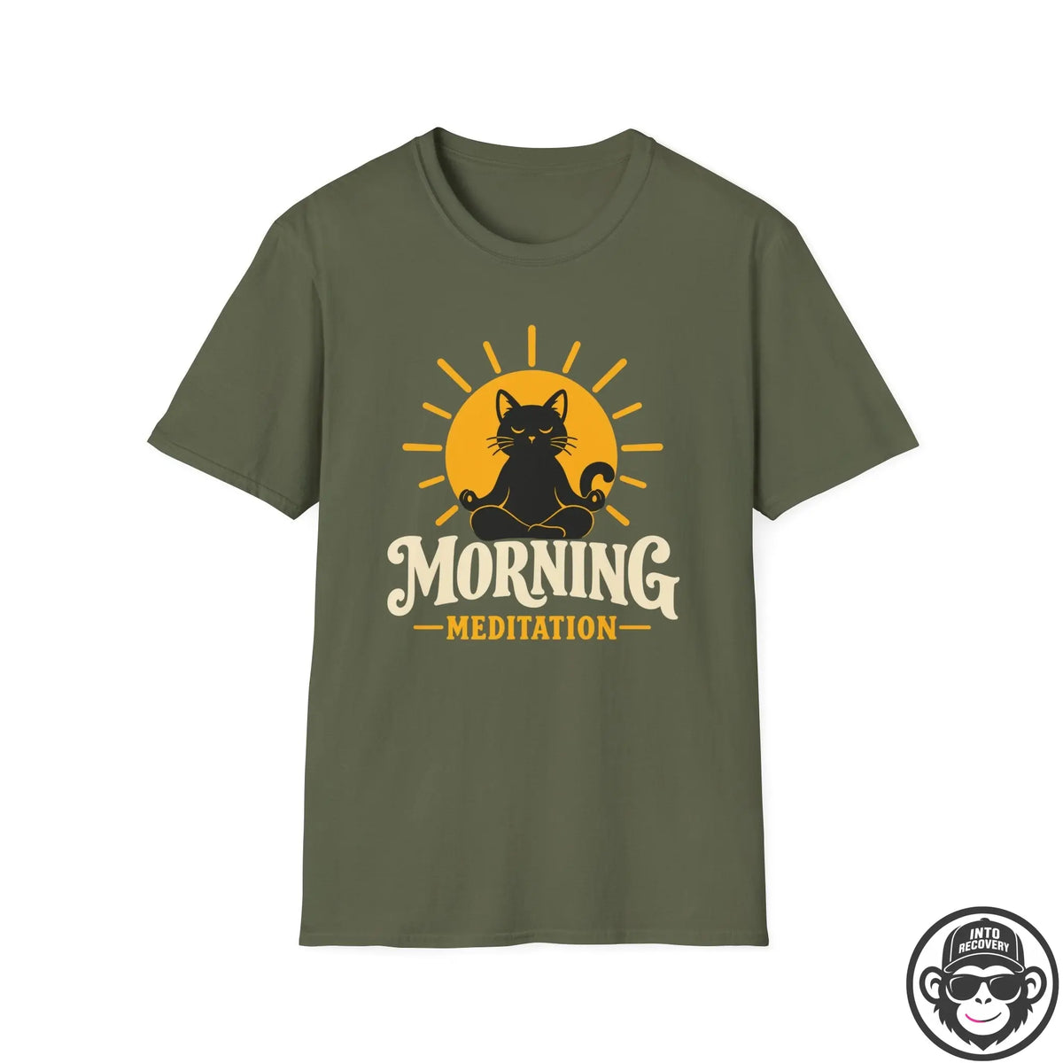 Morning Meditation w/ Cat Recovery T-Shirt - Cat Into Recovery