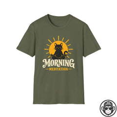Morning Meditation w/ Cat Recovery T-Shirt - Cat Into Recovery
