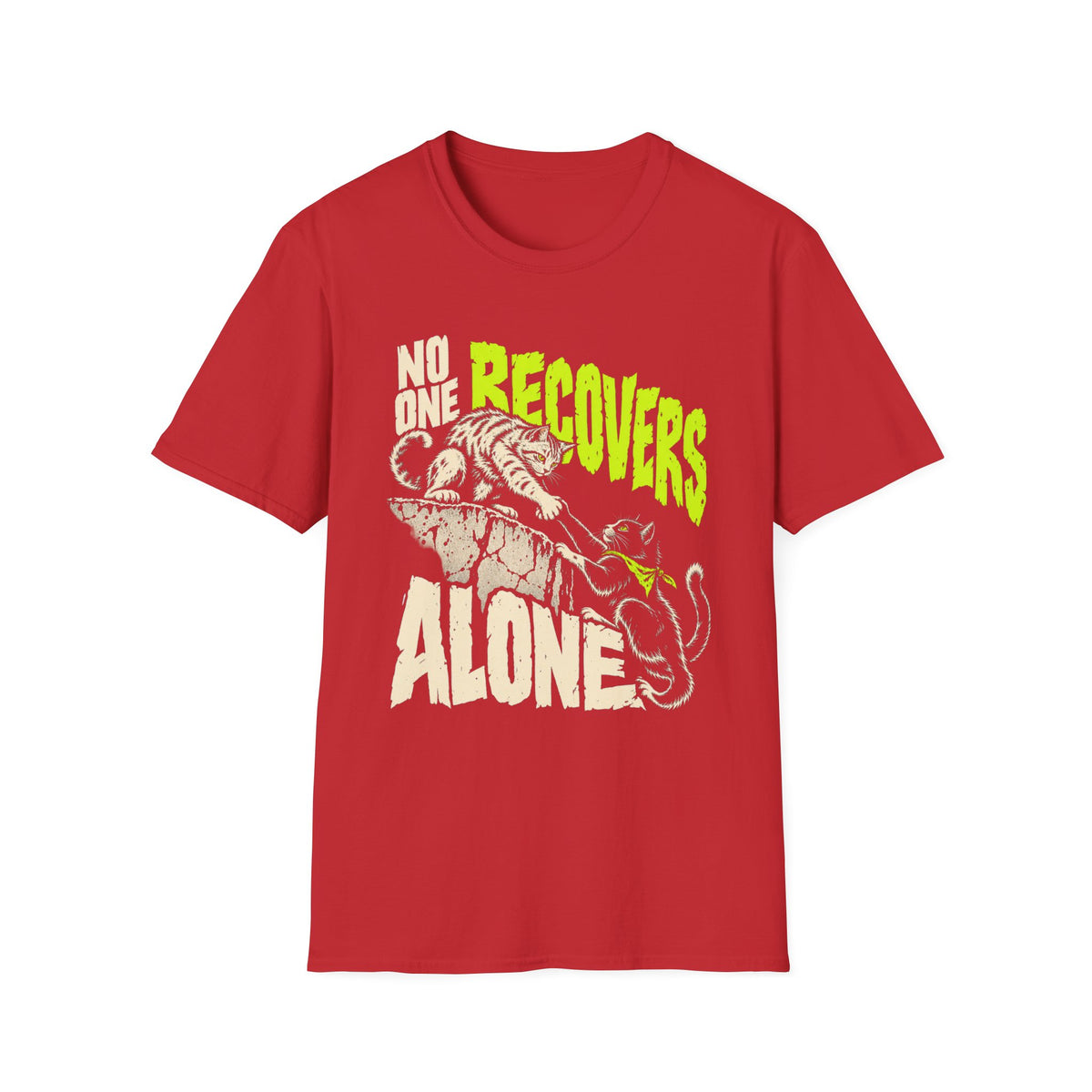 No One Recovers Alone (Cats) Recovery Support T-Shirt