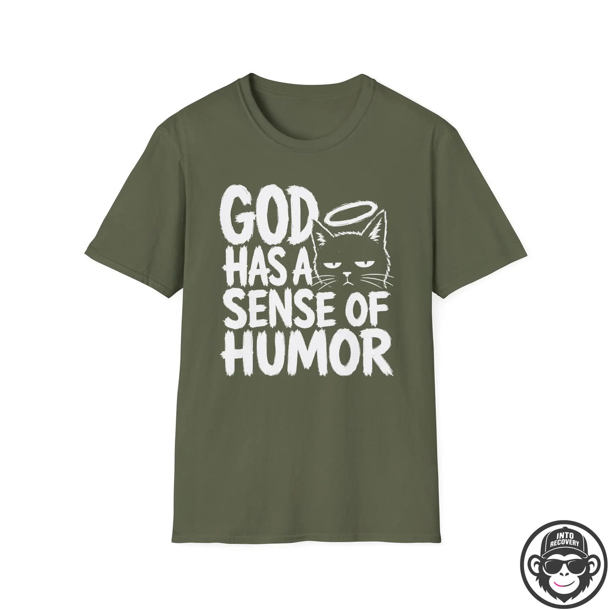 God Has A Sense Of Humor - Premium Cotton T-Shirt Into Recovery