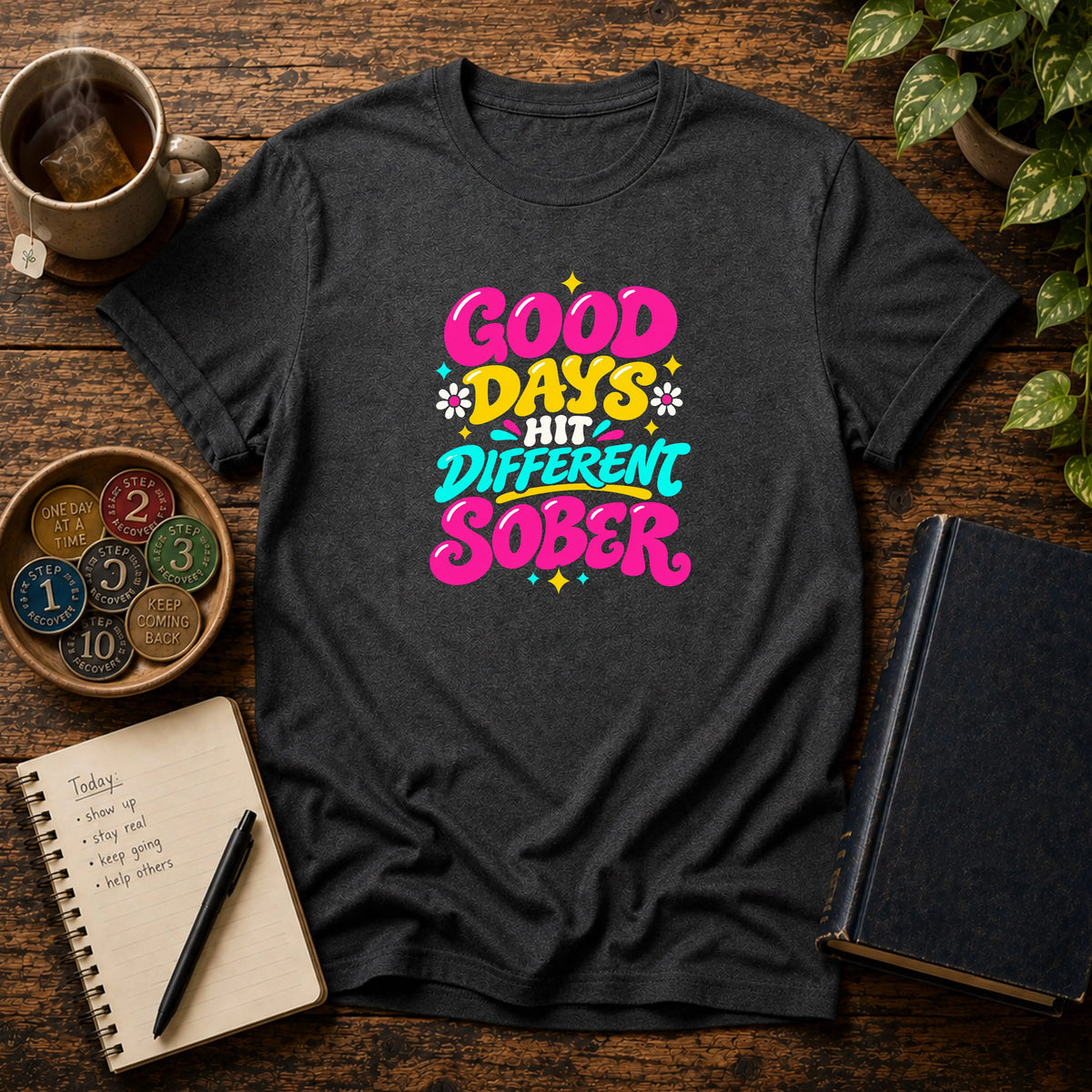 Good Days Hit Different Sober - Premium Cotton T-Shirt Into Recovery