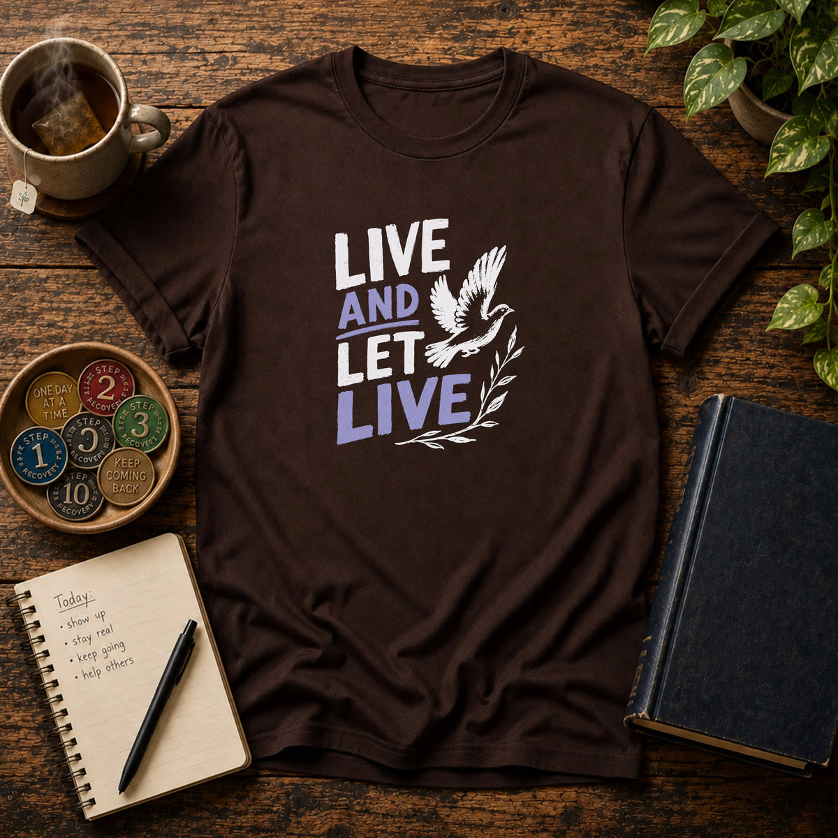 Live And Let Live - Premium Cotton T-Shirt Into Recovery