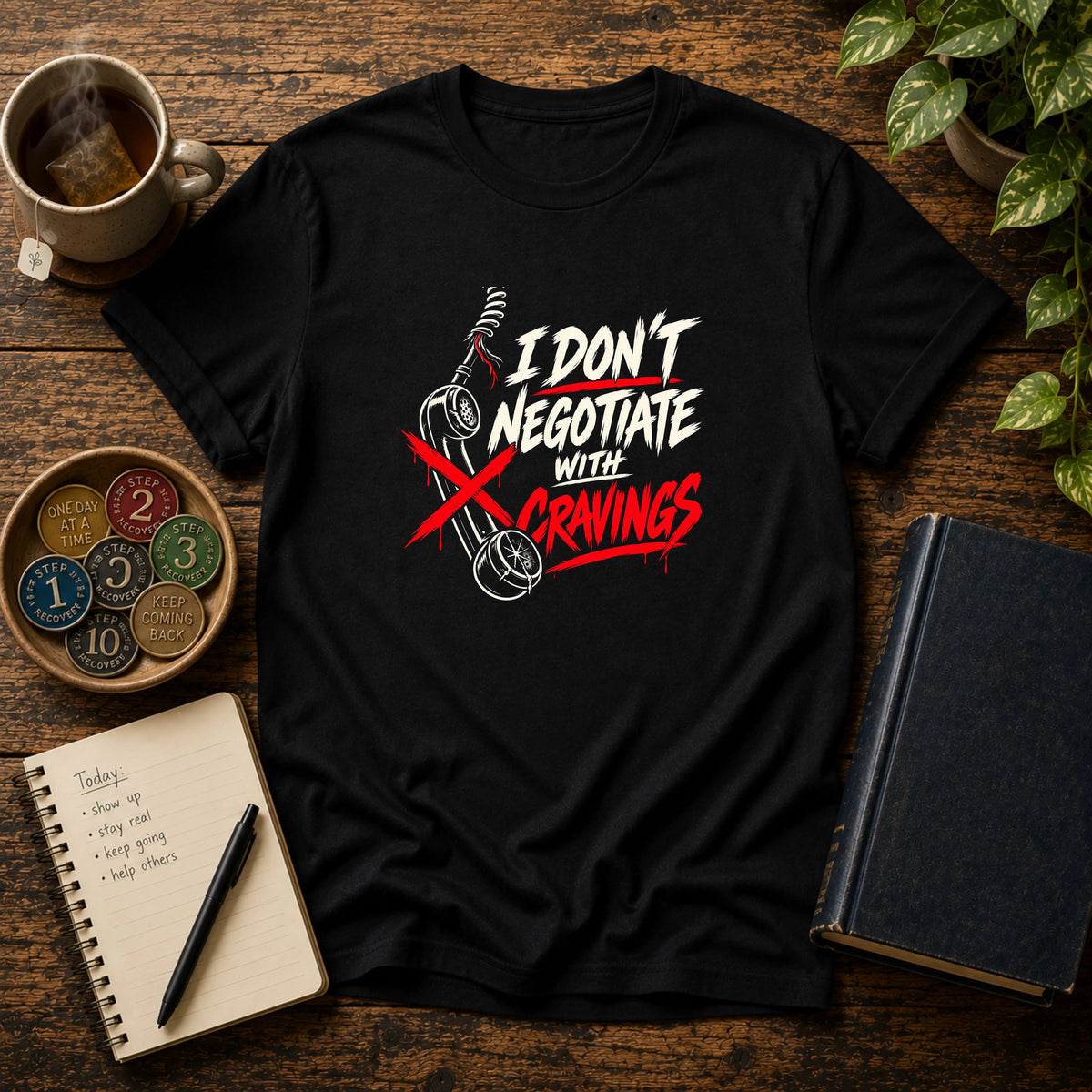 I Don't Negotiate With Cravings - Premium Cotton T-Shirt Into Recovery