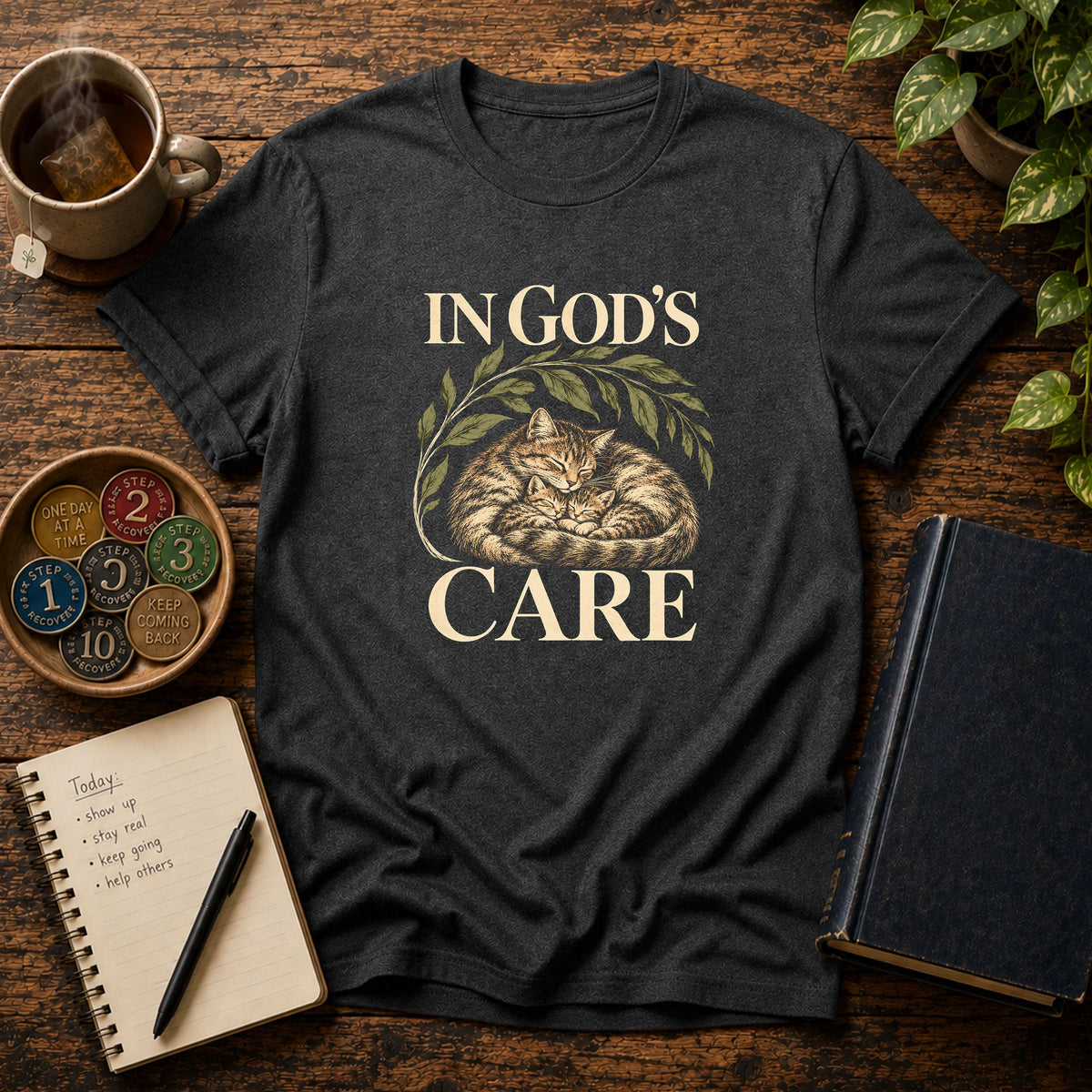 In God's Care (Cats) Recovery T-Shirt