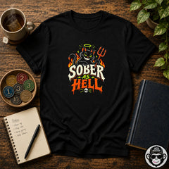 Sober As Hell Recovery T-Shirt - Black Cat Into Recovery