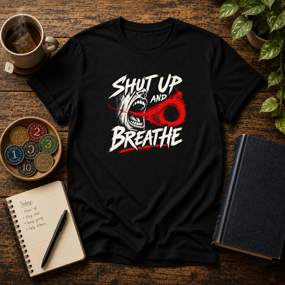 Shut Up And Breathe - Premium Cotton T-Shirt Into Recovery