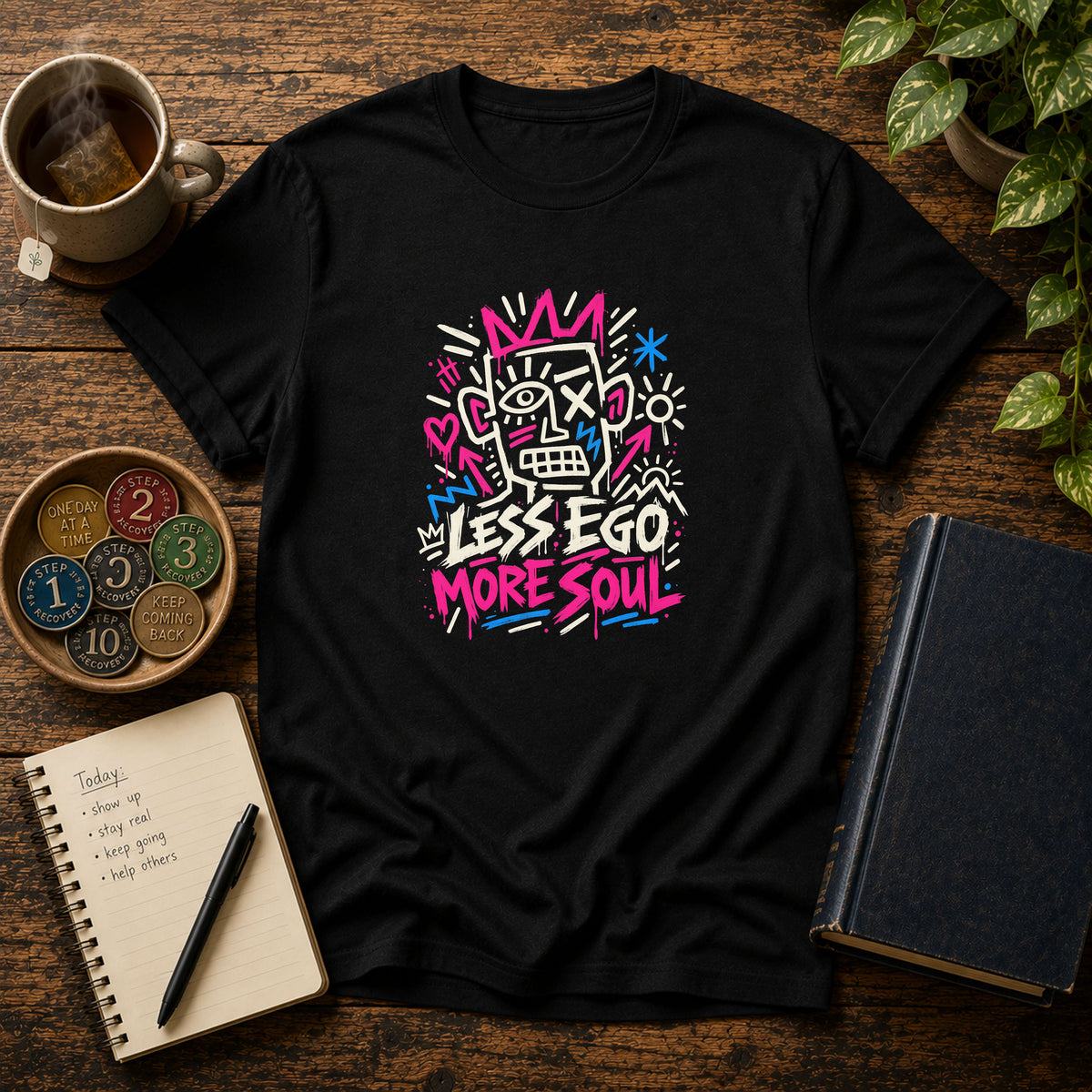 Less Ego More Soul Graffiti Inspirational  T-Shirt