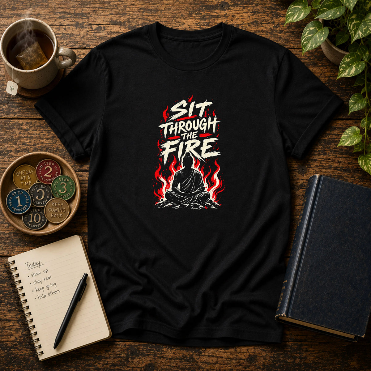 Sit Through The Fire - Premium Cotton T-Shirt Into Recovery