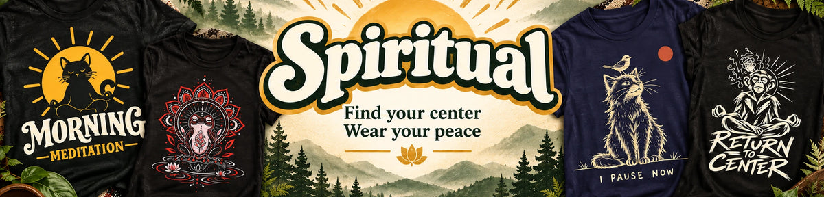 Spiritual recovery T-shirts. Find your center, wear your peace