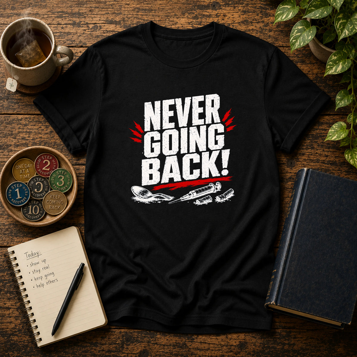 Never Going Back - Premium Cotton T-Shirt Into Recovery
