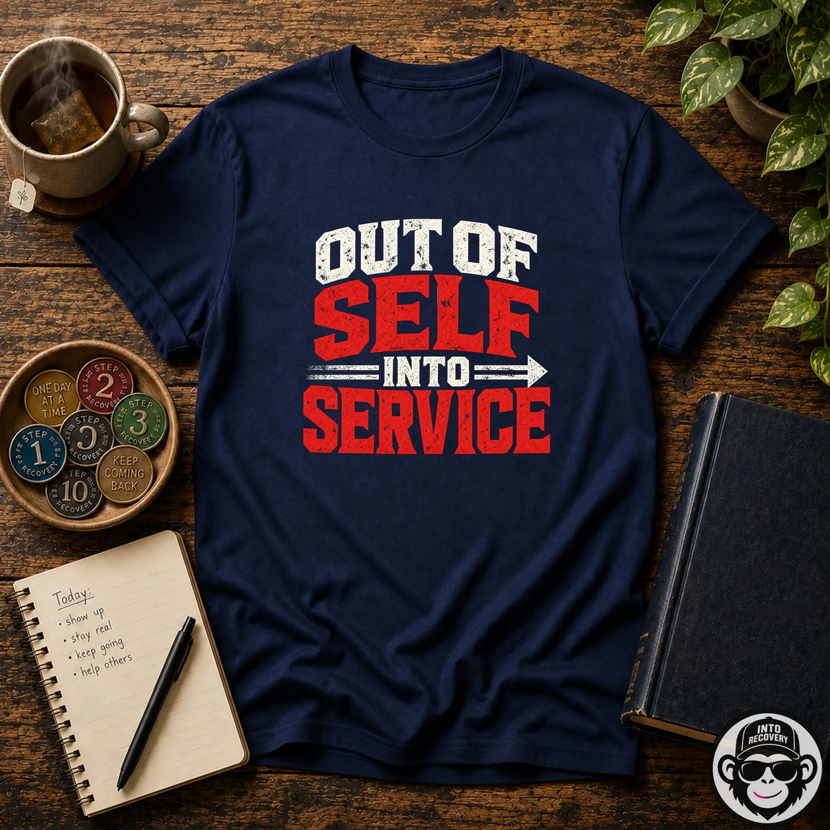 Out Of Self Into Service Recovery T-Shirt Into Recovery